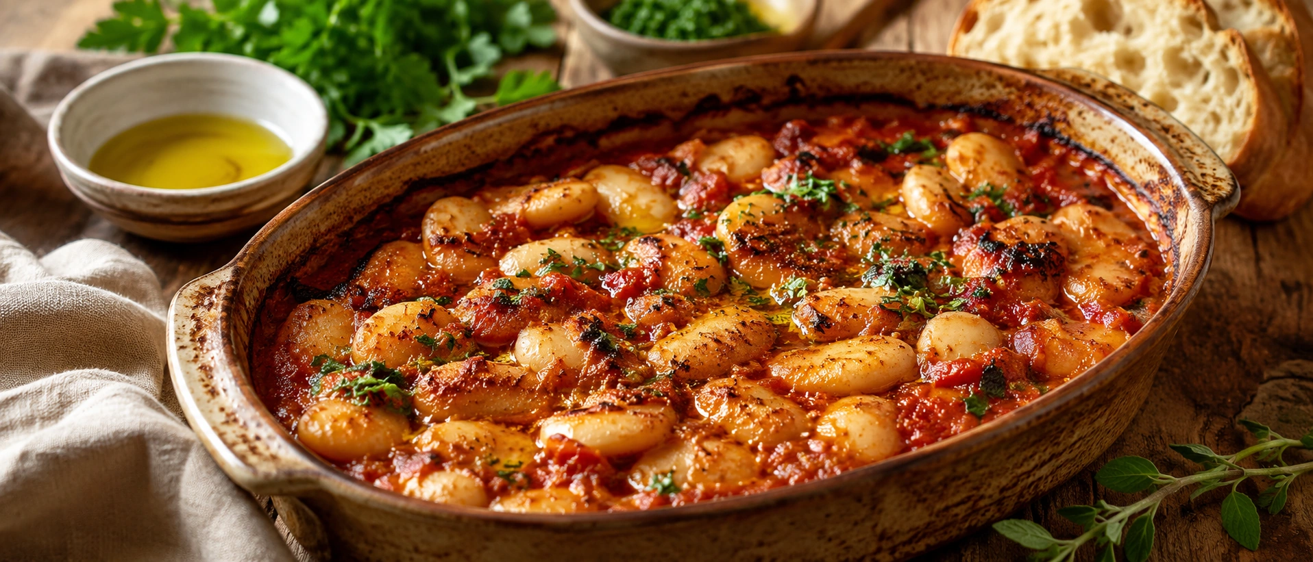 Slow-baked gigantes in tomato sauce