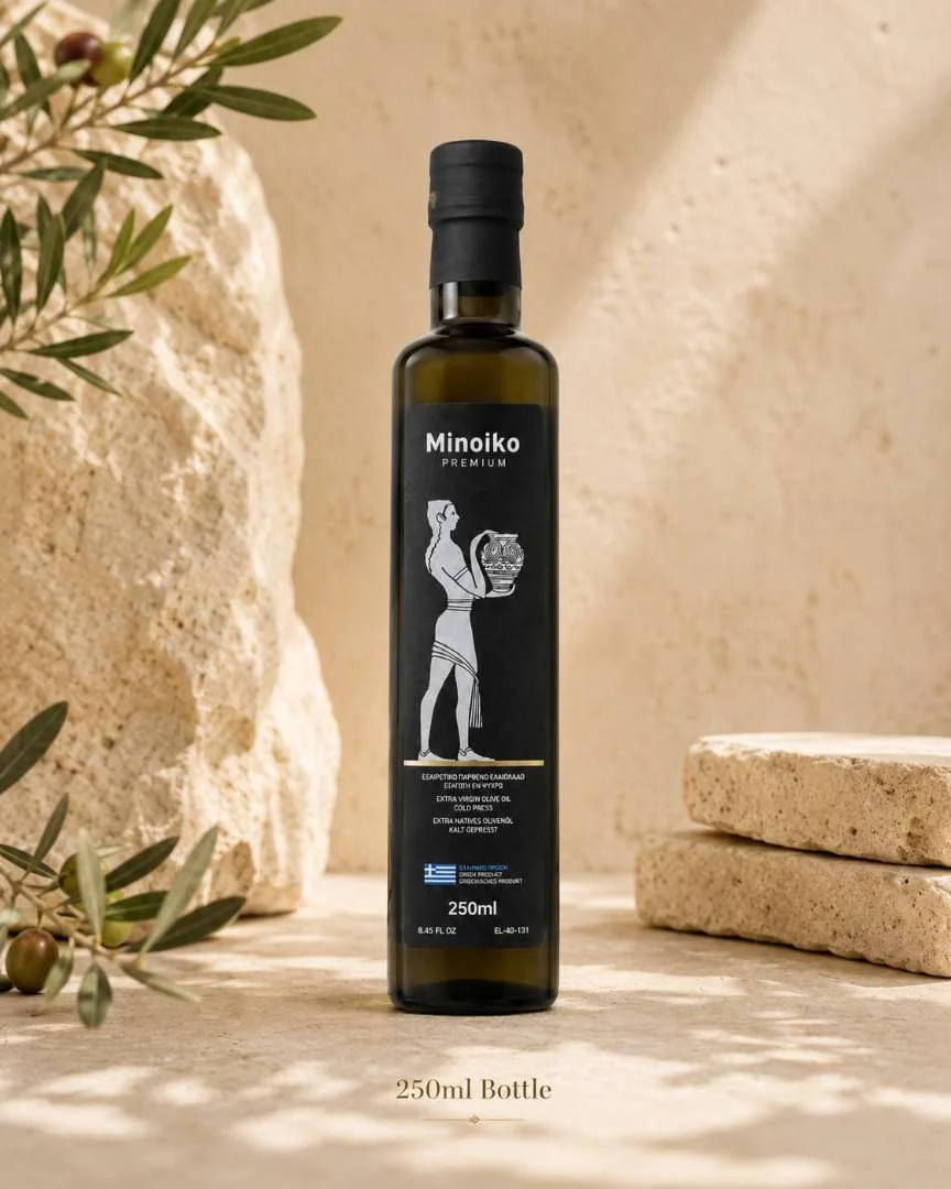 Minoiko Premium 250 ml glass bottle, front label